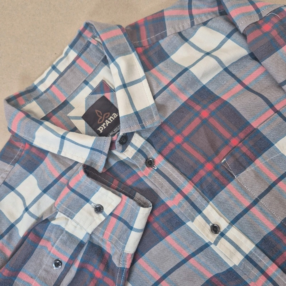 Prana Flannel Shirt Mens XXL Plaid Button Down Long Sleeve